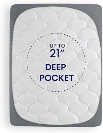 SLEEP ZONE Cooling Mattress Topper Queen, Extra Thick Mattress Pad