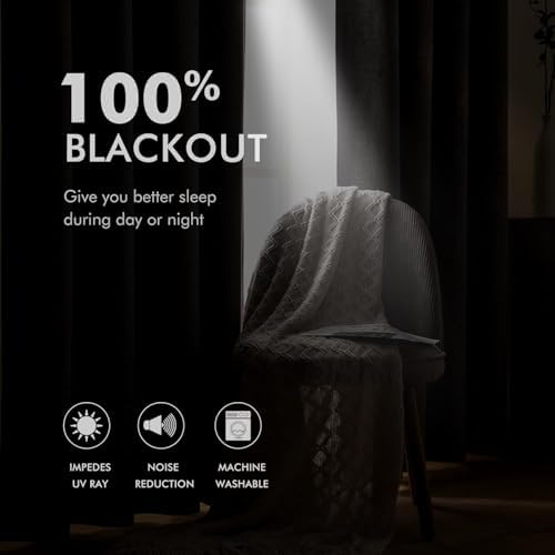 MIULEE 100% Blackout Linen Curtains for Bedroom 52x84 Inches Cream
