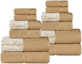 SUPERIOR Cotton Bathroom Towel Set, Plush Absorbent, 12 Piece, Bronze