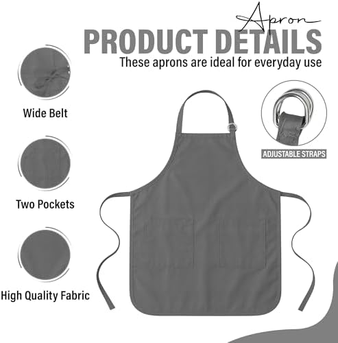 DecorRack 1 Pack Adjustable Kitchen Aprons for Men & Women, 28" x 34"