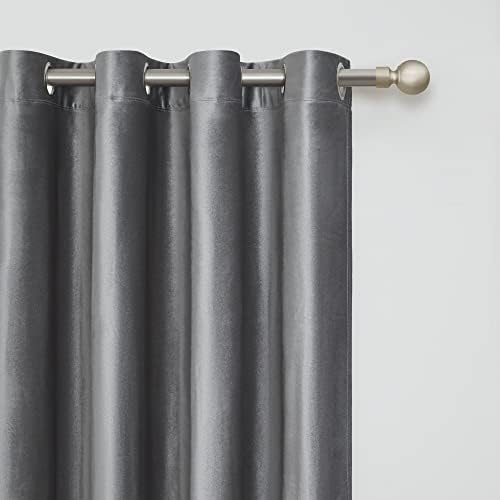 BULBUL Velvet Grey Blackout Curtains 120 inch Long for Living Room