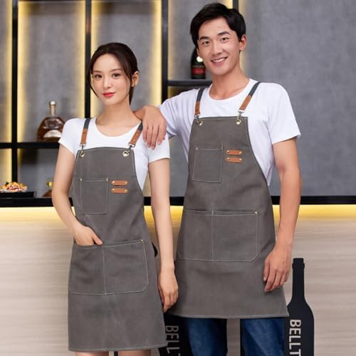 Chef Apron Cotton Canvas Apron. Cross Back Apron for Men Women with
