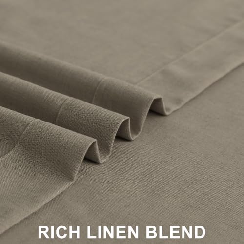 Taupe Back Tab Linen Curtains 96 Inches Long for Living Room Bedroom 2