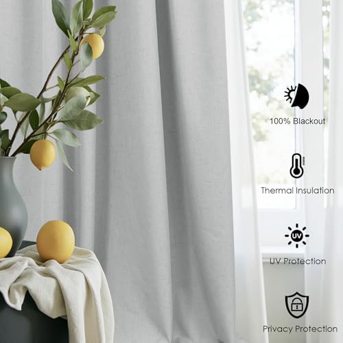 Total Blackout Curtains Full Shade 84 Inches Long Light Grey Gray