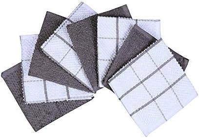 AMOUR INFINI Bundle Pack of 4 Terry Dish Towels + 8 Dish Cloths Highly