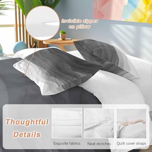 Gray Ombre Bedding Queen Duvet Cover Set, 3 Piece Microfiber Soft