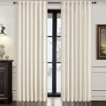 Birch Linen Semi Sheer Curtains 96 Inches Long 2 Panels Set for Living