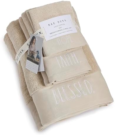 Rae Dunn 6-Piece Towel Set - 100% Cotton Towels for Bathroom Set - 2