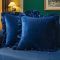MIULEE Velvet Ruffle Throw Pillow Covers Pack of 2 18x18 Inch Navy