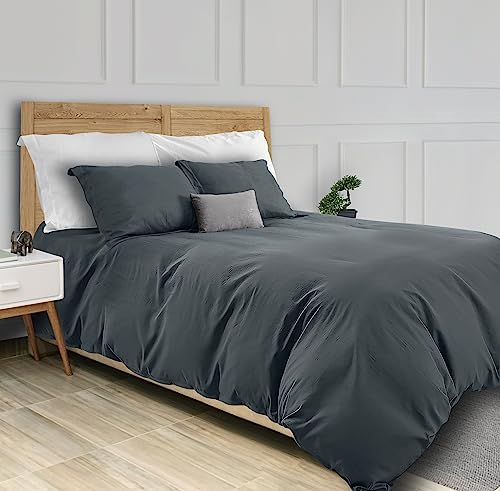 White Classic Grey Duvet Cover King Size, Microfiber Duvet Cover with