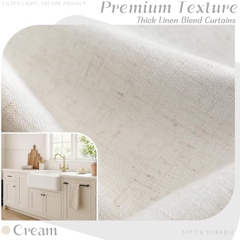 UHITECH 63 Inch Blackout Curtains for Living Room 2 Panels Set, Cream