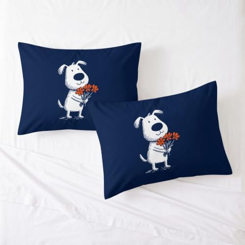 King Duvet Cover Set Animals Puppies Floral Printed Duvet Cover