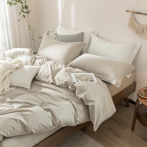 3Pcs Light Gray Super King Plus Duvet Cover Set Washed Cotton