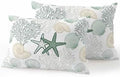 Outdoor Pillows Waterproof, Green Coastal Bedding Throw Pillows with