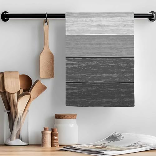 Kitchen Towels Dish Cloths 4 Pack 18x28in,Rustic Farmhouse Plank Gray