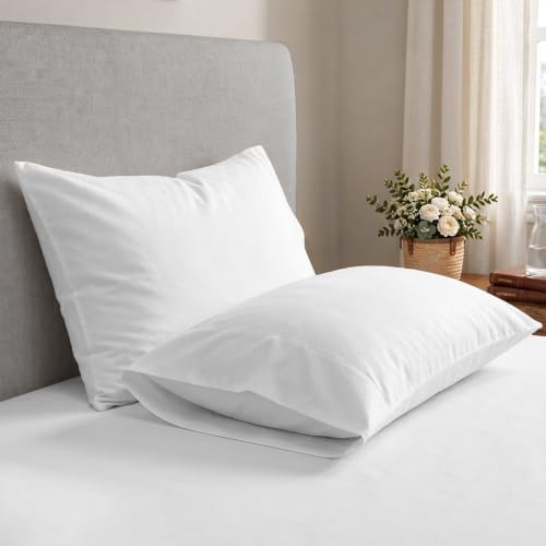 Pizuna 100% Cotton 4PC Queen Size Pillowcases 400 Thread Count White