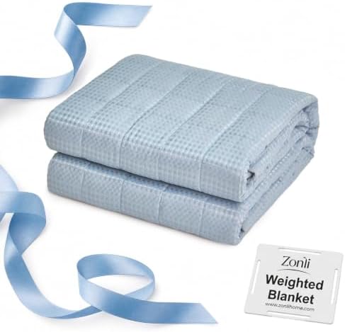 ZonLi Waffle Weighted Blanket for Adults, Small-Grid Quilted, 60x80