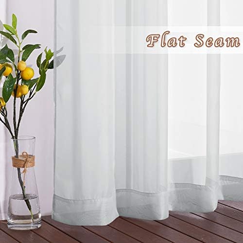 NICETOWN Sheer Curtains 63 Long - Ring Top Solid Voile Window