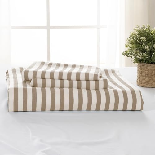 ROSE&RISY Duvet Cover Set King Size, Linen Grey Striped Comforter