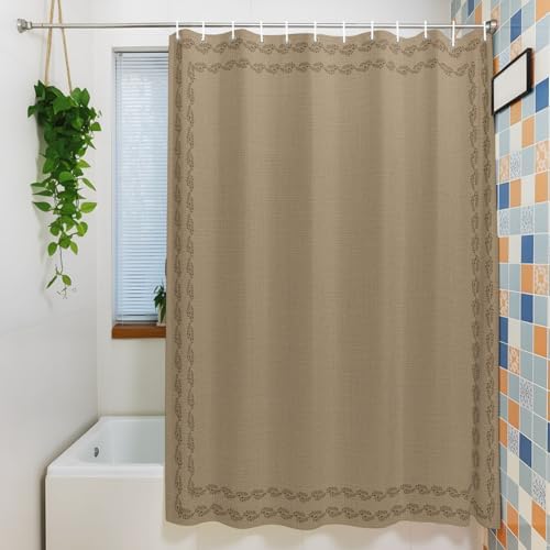 Shower Curtain Minimalist Tan Waterproof Shower Curtain for Bathroom
