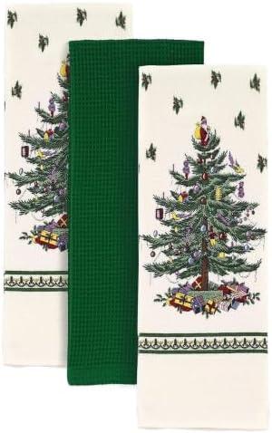 Spode - Christmas 3 Pack Kitchen Towels, Soft Cotton Dish Towels for