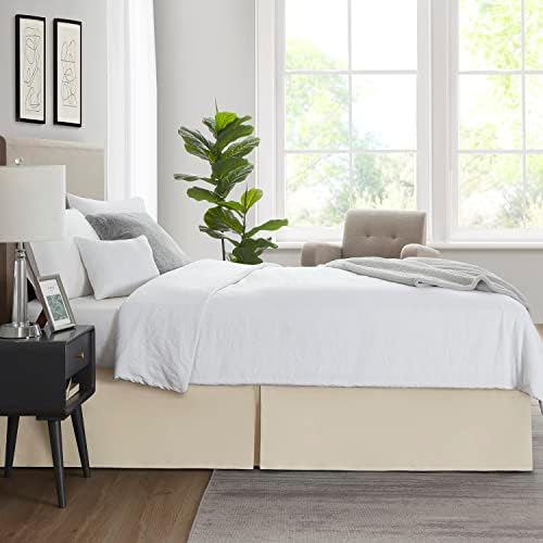 Bed Skirt 6" Drop Split Corner Tailored (King Size Ivory Solid)