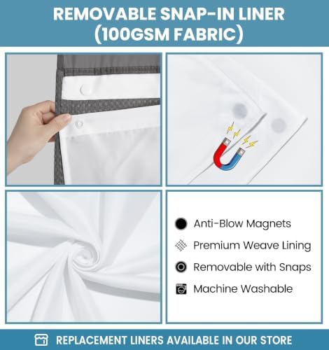Ringless Waffle Shower Curtain with Snap in Liner Set, 71x74, Dark