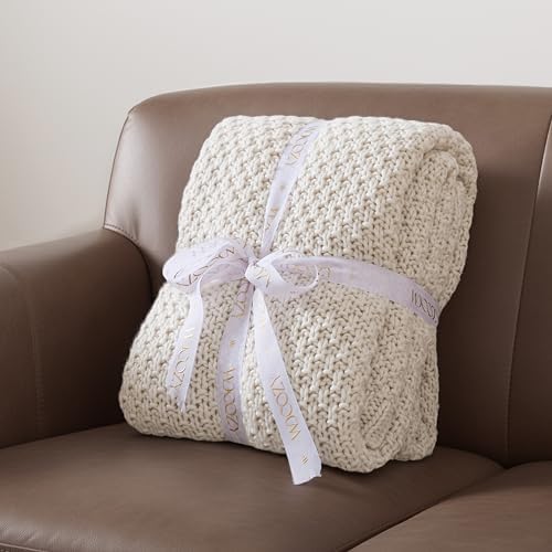WDCOZY Chunky Cable Knit Throw Blanket Super Soft Warm Knitted Throw