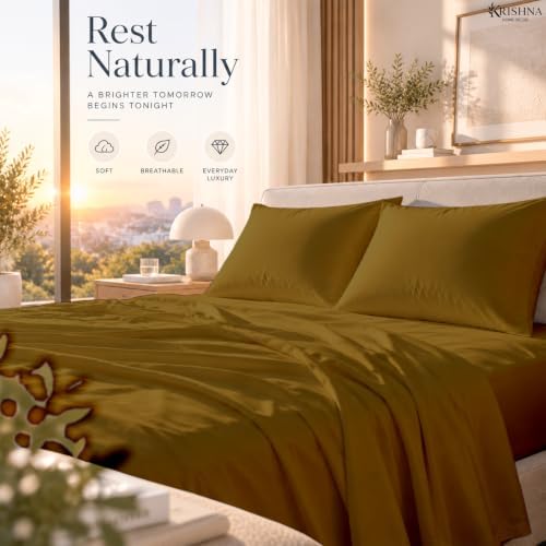 Queen 4 Piece Bed Sheet Set - 15" Deep Pocket, Soft Lightweight Taupe
