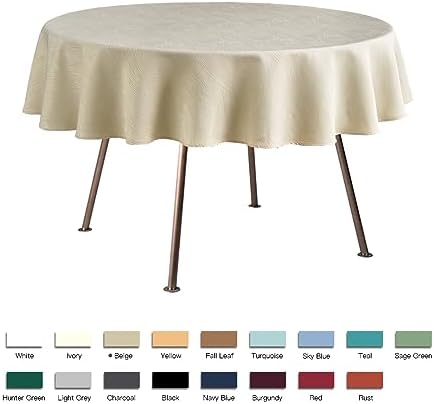 maxmill Round Jacquard Tablecloths Swirl Design Spillproof Wrinkle