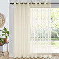Fcosie Grommet Top Linen Textured Sheer Drape 84 Inches Long for