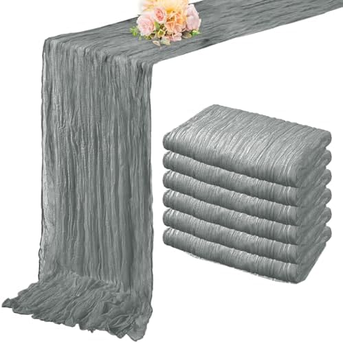 6 Pack Gray 10FT Cheesecloth Table Runner Rustic Gauze Fabric Cheese