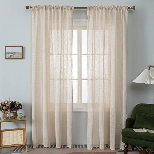 Curtain Voile Bedroom 2 Panels Set,2 x 54W x 108H,Sheer Curtain for