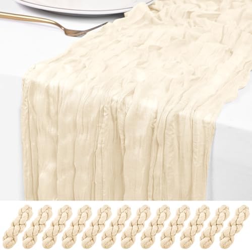 12 Pack Ivory Table Runner 20x120 inch Cheesecloth Table Runner