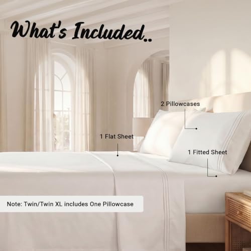 SUPERIOR Egyptian Cotton 4 Piece Sheet Set, 1000 Thread Count, Modern