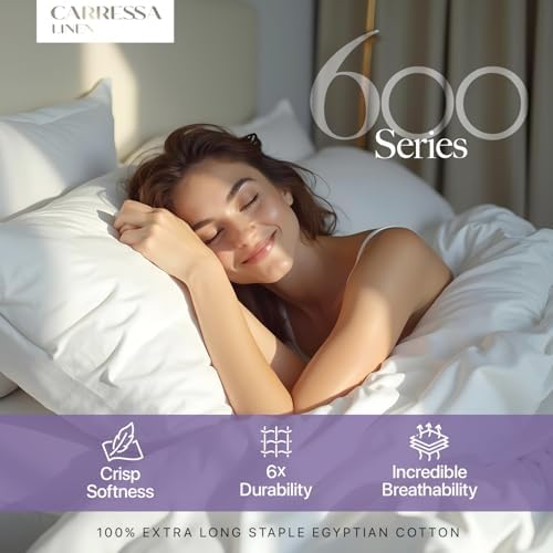 Carressa Linen 600 Series Full Size Sheets Set, 16" Deep Pocket, Ivory