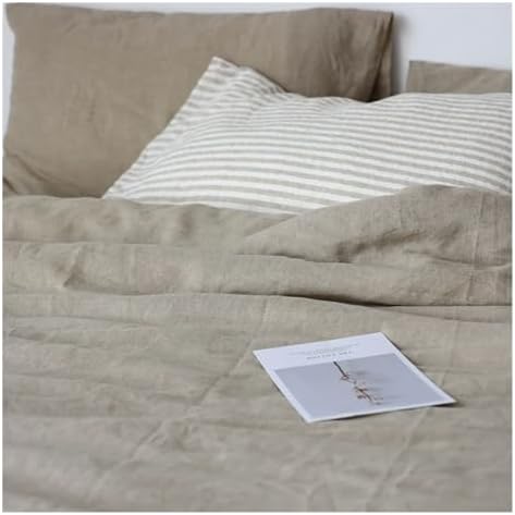 UOIO 3pcs Linen Duvet Cover Basic Style Natural Washed Flax Solid