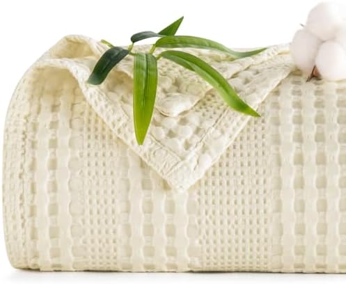 PHF Cooling Waffle Blanket for Hot Sleepers Cal King, 110"x96", Ivory