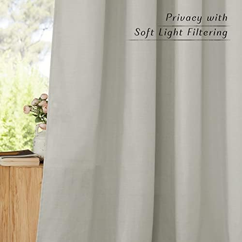 NICETOWN Thick Linen Blend Curtains Flax Textured for Bedroom, Rustic