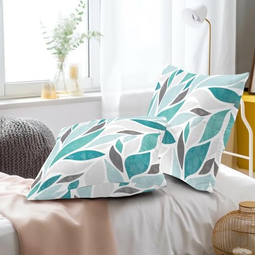 Teal Boho Pillow Covers 20x20 Inch Farmhouse Floral Throw Pillow