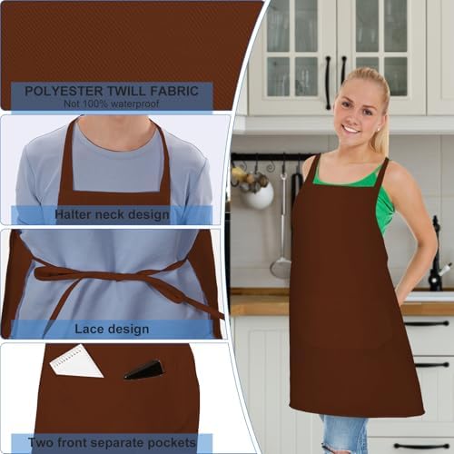 Jeffbaubl 12 Pack Bib Apron,Aprons Bulk,Unisex Plain Aprons with 2