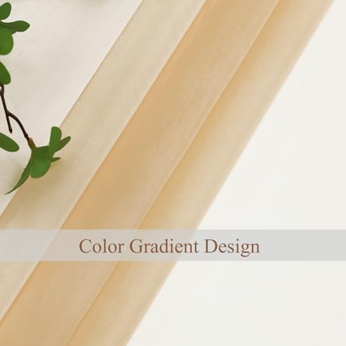 L.Z.E Beige Ombre Sheer Curtains 84 Inches Long for Living Room