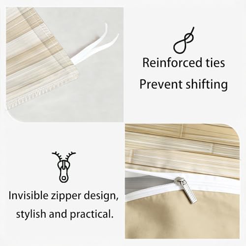 California King Duvet Cover Set Vertical Lines of Wood Grain Texture