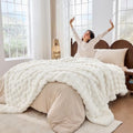 Fluffy Blanket for Couch Soft Luxury Faux Rabbit Fur Throw Cozy Fuzzy
