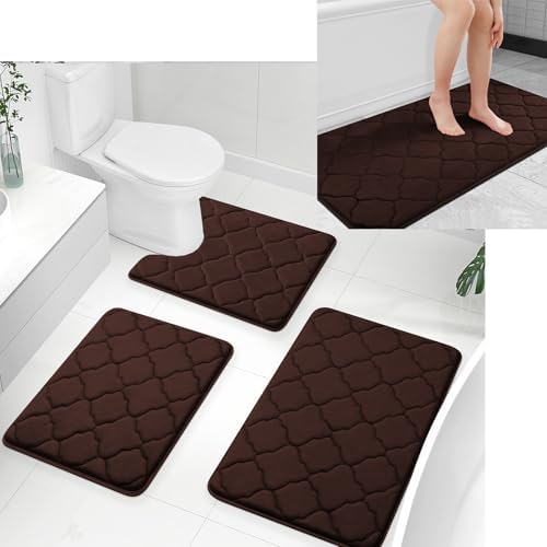 OLANLY Memory Foam Bath Rugs and Toilet Rug U-Shaped, Bath Rug Size