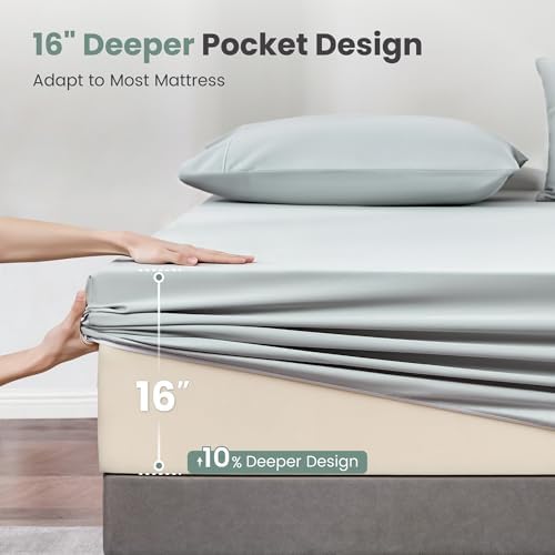 Sophia & William 100% Cotton Sateen Sheet Set 1000 TC, King, Smoky