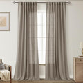 Taupe Linen Curtains 96 inches Long for Living Room Back Tab Rustic