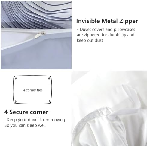 Queen Duvet Cover Set Abstract Lines Curves Soft Microfiber Reversible