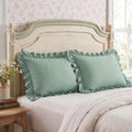 Bedsure Ruffle Pillow Cases Queen Size Set of 2, Green Pillow Shams