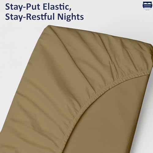 Cottingon Twin Size Fitted Sheet - 100% Cotton Bed Sheet, Soft &
